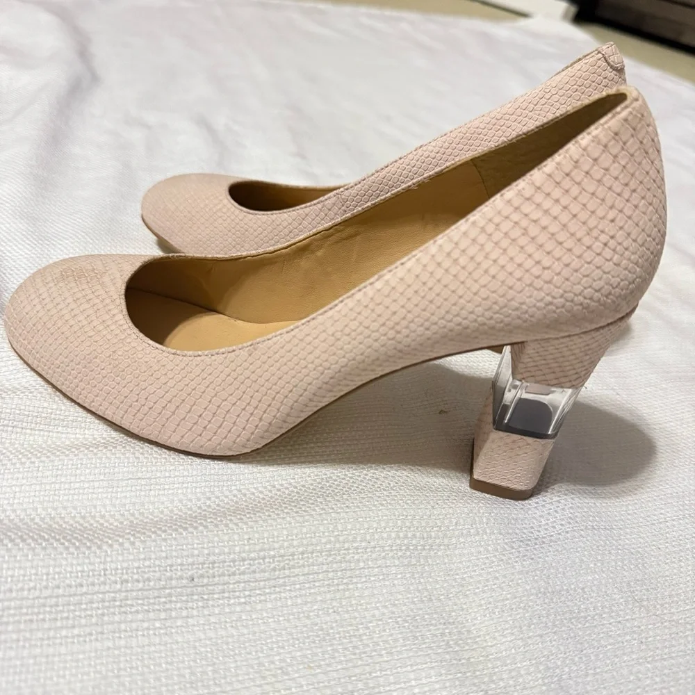 TALBOTS Pink Round Toe Lucite Block Heel Pockets 7.5